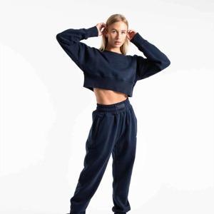 Sudaderas con Capucha Extra Grandes para Mujer, Premium, con Estampado Personalizado, OEM, Venta al Por Mayor, Ropa Casual Urbana, Suministro al Por Mayor, Sudadera Corta Azul Marino para Mujer - Product Image 1