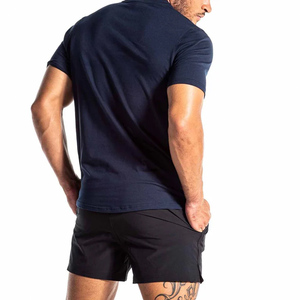<b>Men's</b> Short Sleeve O-Neck Knitted Casual <b>T</b>-<b>Shirt</b> Slim Fit Solid Color <b>Navy</b> <b>Blue</b> Breathable Jersey Fabric 2027 - Product Image 5