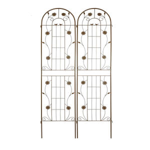 Lot de 2 treillis de jardin en métal antirouille de 86,7 po x 19,7 po, marron, support extérieur pour plantes grimpantes - Product Image 1