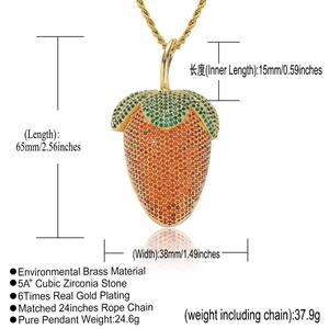 Hot Sale Strawberry Pendant Necklace Gold Plated Zinc Alloy Pave Setting Cubic Zirconia <b>Rope</b> <b>Chain</b> Unisex Jewelry Gift - Product Image 6