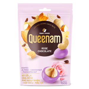 Fabricant de Snacks Professionnels de Qualité OEM/ODM : Dragées au Chocolat HALAL, Amandes, Noix de Cajou et Noix de Macadamia enrobées de Chocolat Rose 150G - Product Image 1