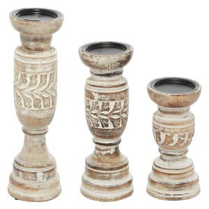 Elegante portavelas de madera, Juego de 3 candelabros de madera de mango personalizados para decoración de granja al por mayor y centros de mesa rústicos - Product Image 2