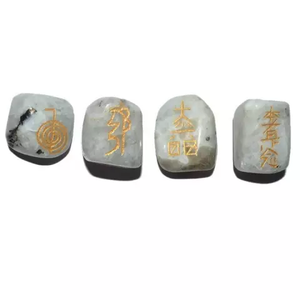 Set de Símbolos de Reiki Ovalados de Ágata Negra Natural, Tallado a Mano, Piedra Preciosa para Sanación, Grabado de Chakra del Amor, Regalo de Pascua - Product Image 5