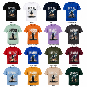 Camiseta de Hombre Thread & Harbor, Color Verde Oliva, con Estampado de Astronauta Beyond The Universe, Manga Corta, Cuello Redondo, Corte Regular, Informal, 100% Algodón - Product Image 3
