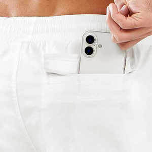 <b>Men's</b> <b>White</b> <b>Cargo</b> Shorts Mid Waist Elastic Breathable Oxford Cotton Casual Shorts With Pockets - Product Image 3