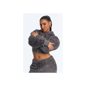 Women Fuzzy Fleece Hoodie <b>Set</b> Casual Y2K Streetwear Lounge Wear OEM ODM Manufacturer USA Market - Product Image 2
