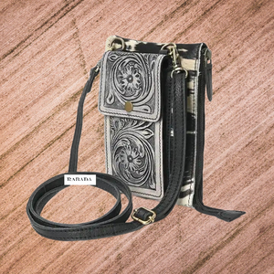 กระเป๋าสะพายข้างหนังวัวแบบตะวันตกที่กำหนดเองกระเป๋าถือสำหรับผู้หญิงเด็กผู้หญิงลายดอกไม้แกะสลักด้านบน haion ลงลึกแบบเต็มตัว - Product Image 2