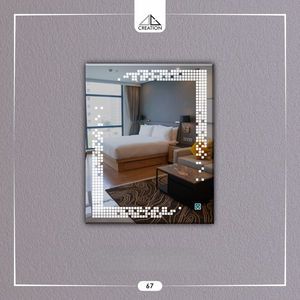 Realza tu espacio con este elegante espejo LED moderno, que presenta un patrón único de luces LED integradas con diseño pixelado. - Product Image 6