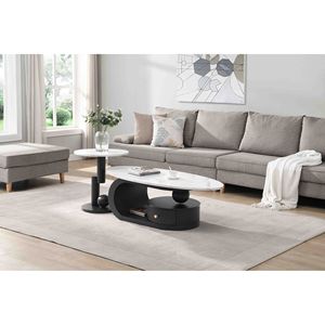 Set di 2 Tavolini da Caffè Moderni, Ovali e Rotondi, per Soggiorno - Product Image 4