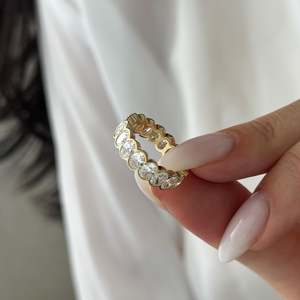 UNIQUE 4.5 Carat Oval Bezel Set Eternity Band , Yellow Gold Lab Grown Diamond Full Eternity <b>Stacking</b> <b>Ring</b> - Product Image 5