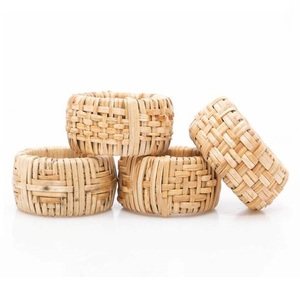 Natural Woven Bamboo Eco-Friendly Durable Modern Napkin Ring Holder Wedding <b>Table</b> Decor. - Product Image 3