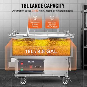 18L filtro friggitrice 10 L/min olio velocità di filtrazione commerciale cucina acciaio fabbricazione ruote girevoli olio tubo per ristorante - Product Image 4