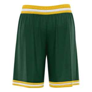 Pantalones Cortos de Baloncesto Sublimados Personalizados, Verdes y Amarillos, de Malla, con Cintura Elástica, Unisex, para Adultos, Transpirables, de Poliéster, con Números de Equipo y Logotipo Impresos - Product Image 5