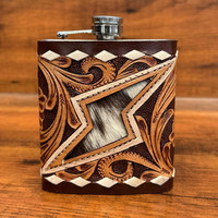Flacon à vin en acier inoxydable de 7oz pour hommes flasque de hanche en cuir usiné à la main pour liqueur en gros flacon de hanche en peau de vache personnalisé