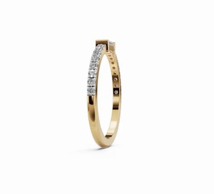 Bague solitaire moderne pavée de diamants ronds baguette 0,360 carats FG VS, accessoire de joaillerie fine de qualité supérieure pour mariage, fiançailles et cadeau - Product Image 3
