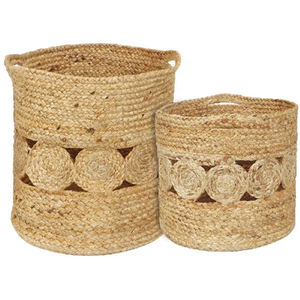 Cesta de almacenamiento de cuerda de algodón hecha de material natural, artículo decorativo para el hogar, caña de algas marinas Wiwin, biodegradable, hecha a mano, interior grande - Product Image 1