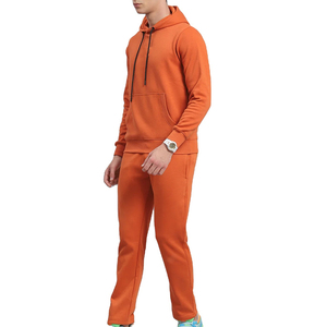 Conjunto Deportivo Unisex con Capucha Naranja, Sudadera y Pantalones de Manga Larga, Color Sólido, Casual, Transpirable, Ligero, con Estampado Acid Wash - Product Image 2