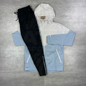 Custom Men's Summer Nylon Tracksuit Set Wind Breaker <b>Zip</b> Hoodie and Pant Windbreaker Set - Product Image 4