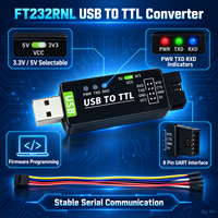 Modules de conversion de signal série USB vers TTL FT232RNL en stock, adaptateur UART 3.3V 5V, carte de programmation avec câble 8 broches en vrac