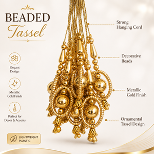 Lujoso Sujetador de Cortina Decorativo con Borlas de Plástico Dorado y Cuentas para Decoración del Hogar, Accesorios de Ropa y Celulares - Product Image 6