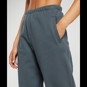 Men's Gray Fleece Sweatpants <b>Elastic</b> <b>Waist</b> Side Pockets Casual Autumn Wear Knitted Midweight Breathable Winter Fleece Jogger - Product Image 5