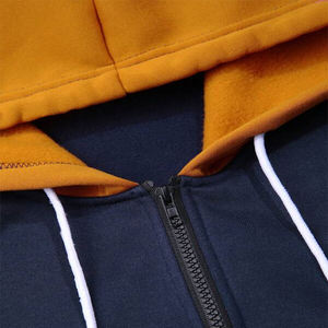 ชุดวอร์มแบบ unisex สีสันตัดกัน เสื้อฮู้ดมีซิปและกางเกงขายาว สไตล์ลำลอง มีกระเป๋าข้าง เหมาะสำหรับใส่ในฤดูใบไม้ร่วง - Product Image 4