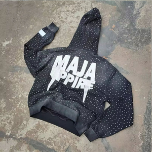 Survêtement de qualité supérieure avec logo personnalisé, strass épais, 100% polyester/coton, vêtements de rue d'hiver pour hommes et femmes - Product Image 3