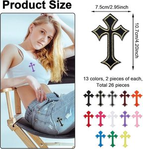 26 parches de cruz, parches termoadhesivos de bordado de cruz, parches decorativos de reparación, parches vintage DIY para ropa - Product Image 2