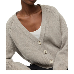 Long Sleeve Knitted Women's Winter <b>Cardigan</b> <b>Sweater</b> Wool/Acrylic Material Coarse Wool Covered Button Closure Patch Design - Product Image 3
