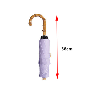Three-Folding Manual Open Travel <b>Umbrella</b> with J Bamboo Handle UV Protection Luxury Gift Set for Business Gifts - Product Image 4