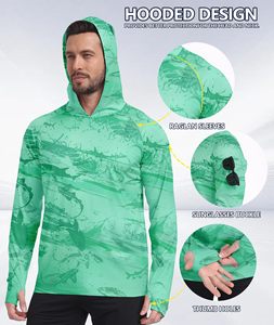 Vêtements de pêche anti-humidité pour hommes, chemises de pêche à capuche avec masque, protection solaire UPF 50+, 100% polyester, protection solaire - Product Image 3