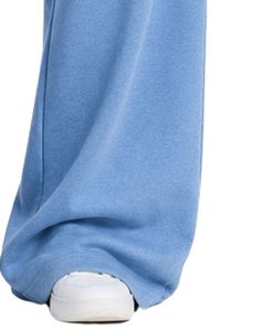 Custom <b>Light</b> Blue Women Wide Leg Sweatpants High Waist Loose Fit Casual Fleece <b>Lounge</b> Streetwear Trousers For Women Girls Wear - Product Image 4