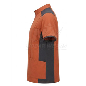 Modern <b>Scrub</b> <b>Top</b> With Half Zip Front Short Sleeves Stand Collar Comfortable Workwear Fit And Professional Appearance - Product Image 3