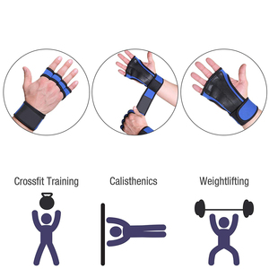 ถุงมือป้องกันฝ่ามือแบบไร้นิ้ว ทำจากหนังกลับเสริมความแข็งแรง ระบายอากาศได้ดี เหมาะสำหรับยิมนาสติก ปรับขนาดได้ ใช้สำหรับยกน้ำหนักและฟิตเนส - Product Image 3