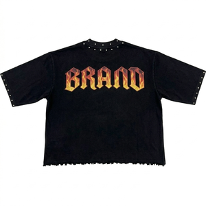 Camiseta de Manga Corta con Estampado Vintage, Estilo Urbano, Diseño Gráfico, Color Negro, Hip Hop, Personalizable, Transpirable - Product Image 5