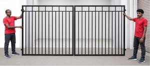 Puerta de Entrada de Acero Negro Resistente, Puerta de Jardín Metálica de Doble Hoja, Puerta Principal de Seguridad Decorativa de Hierro Forjado - Product Image 3