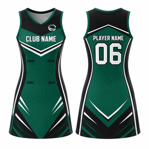 Uniforme de Netball Personalizado para Mujer, Sin Mangas, Verde, Negro y Blanco, Impresión por Transferencia de Calor, Transpirable, 100% Poliéster, Jersey para Equipo Adulto - Product Image 1
