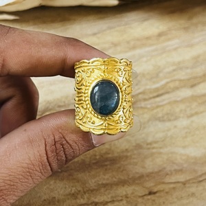 High Demand Brass Labradorite <b>Ring</b> 18k <b>Gold</b> Plated Ornate Vintage <b>Ring</b> Chunky Boho <b>Cocktail</b> Wholesale Statement <b>Ring</b> For Women - Product Image 2