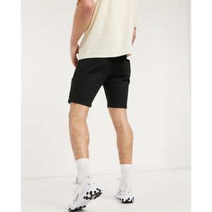 Pantalones Cortos Bermuda de Algodón Negro para Hombre, Cintura Media, Elásticos, Casuales, de Color Sólido, Transpirables, Estilo Tejido - Product Image 4