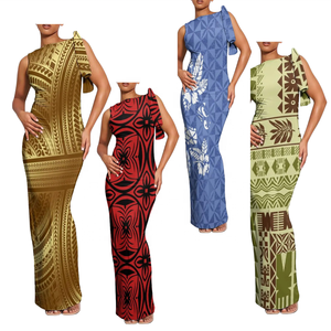 Robe longue sans manches grande taille personnalisée pour femme, style Samoan, moulante, à nouer, avec lacets, superposée, pour soirée - Product Image 4