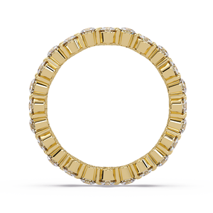 Anillo de Compromiso Clásico de Oro Puro de 14K con Diamantes Cultivados en Laboratorio de Corte Redondo y Engaste Compartido, Anillo de Eternidad Completo para Mujer - Product Image 4