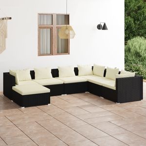 Conjunto Modular de 7 Piezas de Muebles de Jardín de Ratán Sintético Negro para Patio - Product Image 1