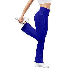 กางเกงโยคะทรงขาบานเอวสูงคุณภาพดี สีน้ำเงิน ขาซ้อนกันได้ เหมาะสำหรับออกกำลังกายและเล่นกีฬาสำหรับผู้หญิง - Product Image 4