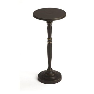 Table d'appoint en métal noir mat avec tige en spirale et accent anneau doré, vente en gros - Product Image 1