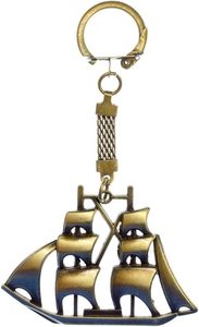 Llavero de Barco Pirata Vintage Hecho a Mano, Colgante de Barco de Bronce, Accesorio de Cordón Náutico Multicolor - Product Image 5