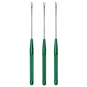 Green Handle Stainless Steel Pulling <b>Needle</b> Latch Hook Wire <b>Threader</b> Tool Hair Extension Installation And Removal Tool Set - Product Image 1