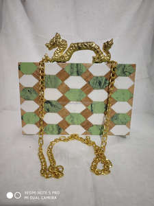 white beaded <b>resin</b> clutch handmade luxury <b>resin</b> crafts from India for sale in bulk wholesale - Product Image 5