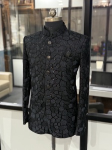 Men's Black Embroidered Sherwani Regular Fit Traditional <b>Wedding</b> Attire India Pakistan Style All Seasons <b>Jacket</b> Quick Dry - Product Image 2