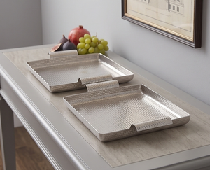 Plateau de service en métal fait main, plateau alimentaire en aluminium, différentes tailles, plateau de service alimentaire en métal de forme carrée, plateau élégant - Product Image 3