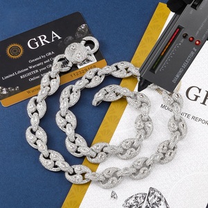 925 Silver Moissanite Yin Yang Link <b>Chain</b> Necklace <b>Iced</b> <b>Out</b> Pear Cut Luxury Statement <b>Chain</b> for Men Women Gift Jewellery - Product Image 2